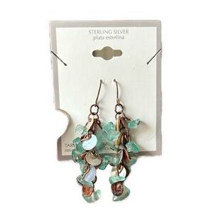 Teal & Brass colored boho dangly earrings